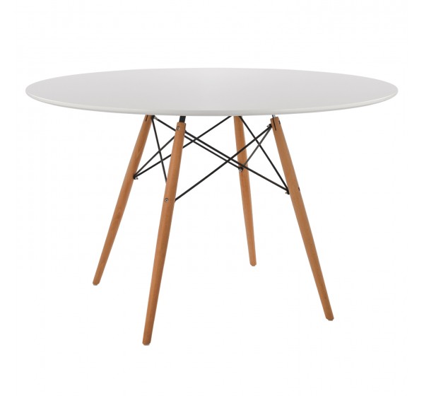 ΤΡΑΠΕΖΙ MINIMAL ΣΤΡΟΓΓΥΛΟ HM8454.01 MDF ΣΕ ΛΕΥΚΟ-ΠΟΔΙΑ ΟΞΙΑΣ ΣΕ ΦΥΣΙΚΟ Φ120Χ75Υεκ.