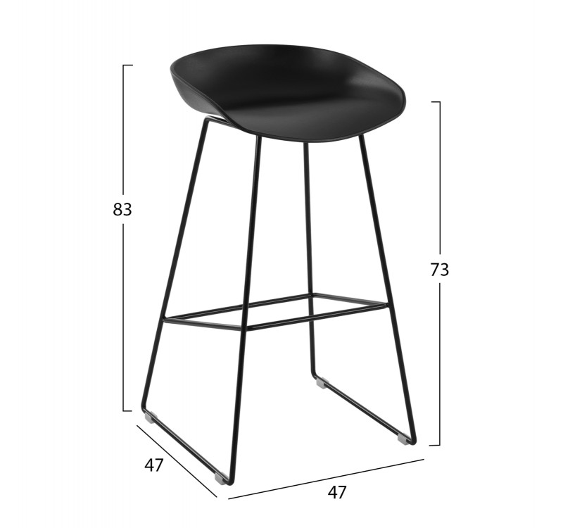 ΣΚΑΜΠΟ ΜΕΤΑΛΛΙΚΟ NAILA HM8450.02 ΜΕ ΚΑΘΙΣΜΑ PP ΜΑΥΡΟ 47x47x83 εκ.