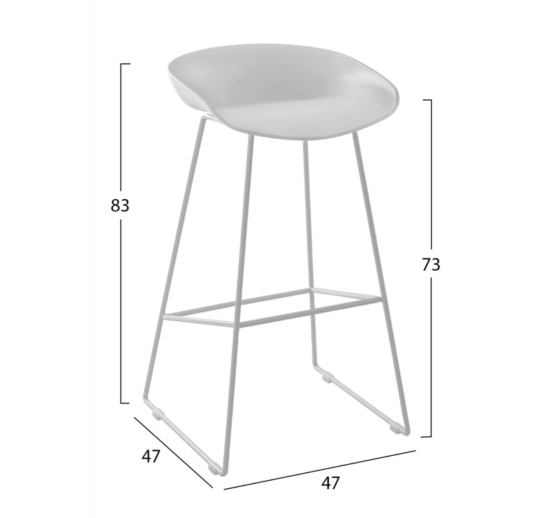 ΣΚΑΜΠΟ ΜΕΤΑΛΛΙΚΟ NAILA HM8450.01 ΜΕ ΚΑΘΙΣΜΑ PP ΛΕΥΚΟ 47x47x83 εκ.
