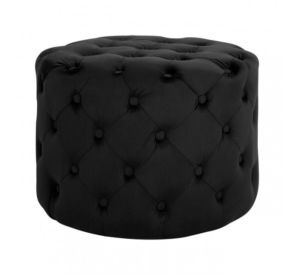 ΣΚΑΜΠΟ KASSIE ΜΑΥΡΟ ΒΕΛΟΥΔΟ ΤΥΠΟΥ CHESTERFIELD HM8406.04 Φ60x43Υ εκ.