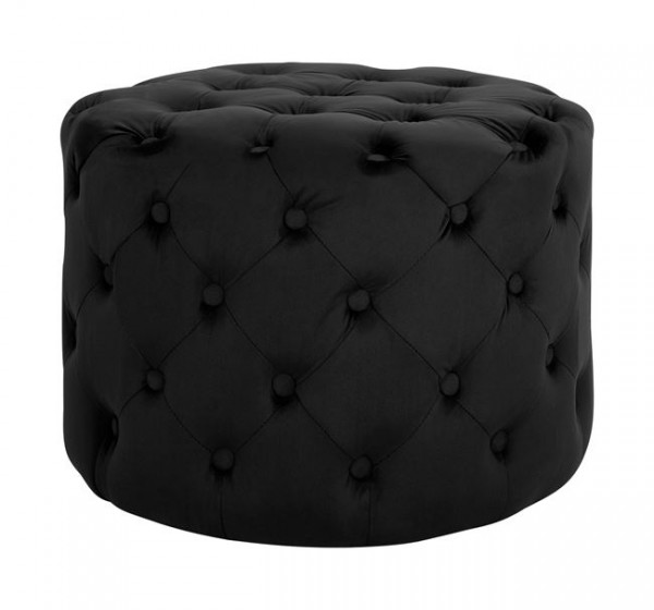 ΣΚΑΜΠΟ KASSIE ΜΑΥΡΟ ΒΕΛΟΥΔΟ ΤΥΠΟΥ CHESTERFIELD HM8406.04 Φ60x43Υ εκ.