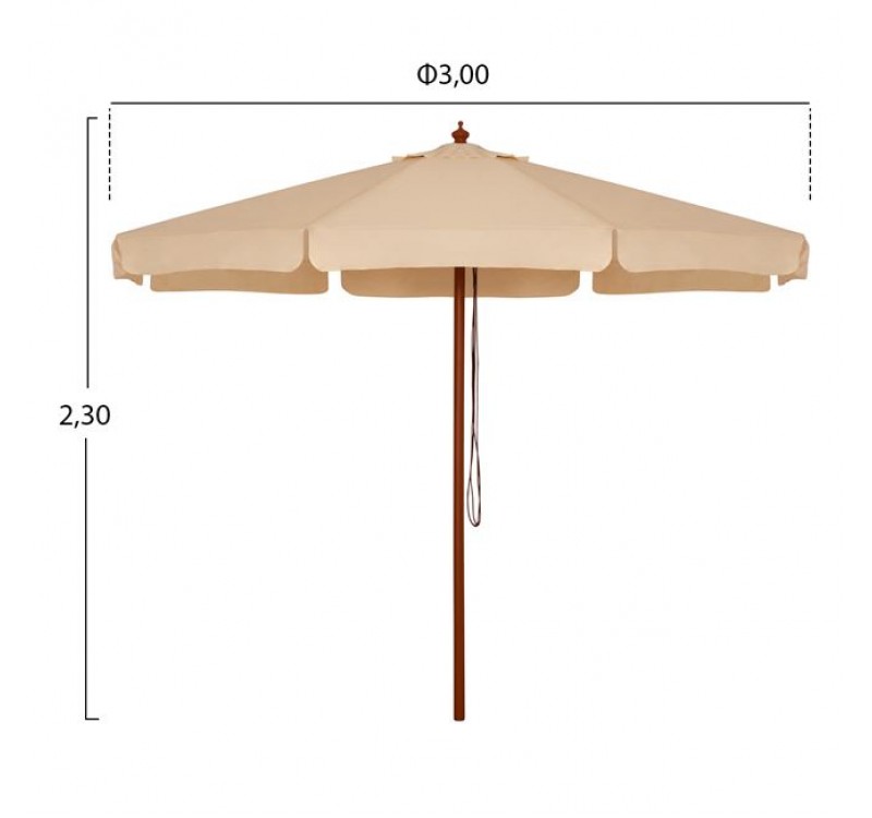 ΟΜΠΡΕΛΑ ΕΠΑΓΓΕΛΜΑΤΙΚΗ WALLER Φ3,00 ΜΕ ΞΥΛΙΝΟ ΣΚΕΛΕΤΟ HM6020 ΜΠΕΖ