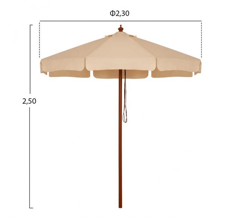 ΟΜΠΡΕΛΑ ΕΠΑΓΓΕΛΜΑΤΙΚΗ WALLER Φ2.30X2,50Y ΜΕ ΞΥΛΙΝΟ ΣΚΕΛΕΤΟ HM6021 ΜΠΕΖ