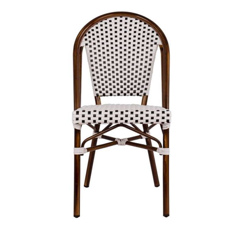 ΚΑΡΕΚΛΑ BISTRO ΑΛΟΥΜΙΝΙΟΥ BAMBOO LOOK ΜΕ ΛΕΥΚΟ-ΜΑΥΡΟ RATTAN HM5566.01 45x54x90Υεκ.