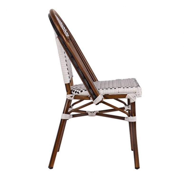 ΚΑΡΕΚΛΑ BISTRO ΑΛΟΥΜΙΝΙΟΥ BAMBOO LOOK ΜΕ ΛΕΥΚΟ-ΜΑΥΡΟ RATTAN HM5566.01 45x54x90Υεκ.