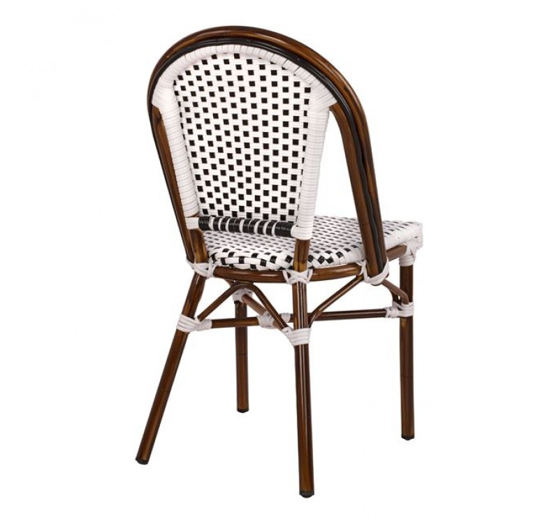 ΚΑΡΕΚΛΑ BISTRO ΑΛΟΥΜΙΝΙΟΥ BAMBOO LOOK ΜΕ ΛΕΥΚΟ-ΜΑΥΡΟ RATTAN HM5566.01 45x54x90Υεκ.