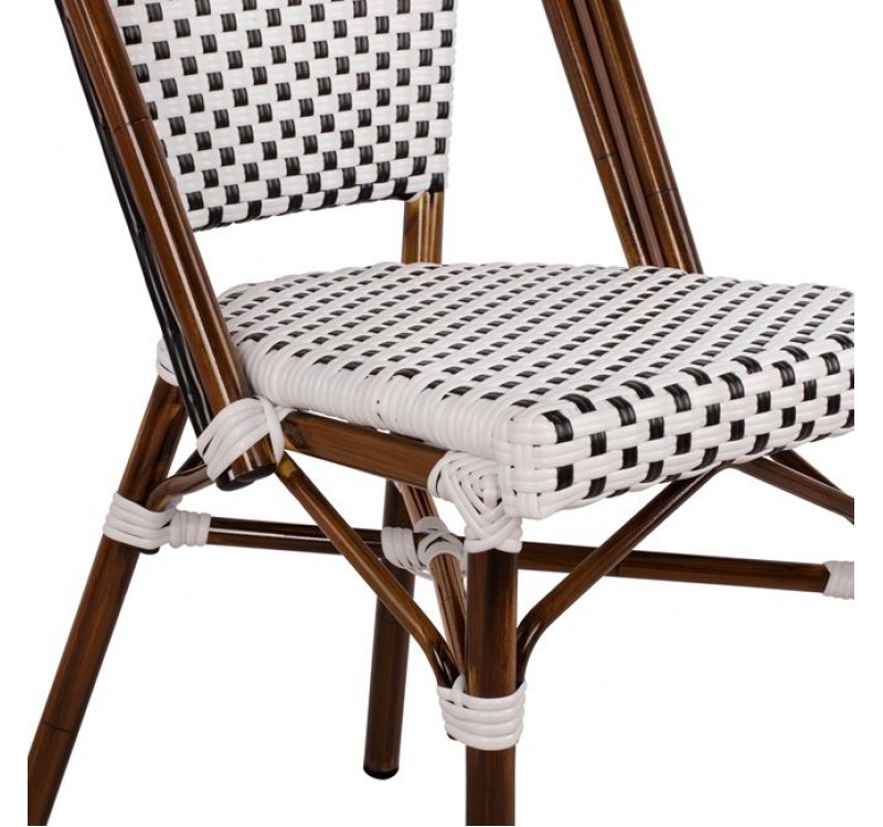 ΚΑΡΕΚΛΑ BISTRO ΑΛΟΥΜΙΝΙΟΥ BAMBOO LOOK ΜΕ ΛΕΥΚΟ-ΜΑΥΡΟ RATTAN HM5566.01 45x54x90Υεκ.