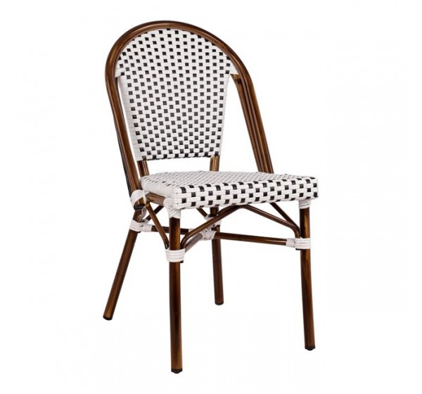 ΚΑΡΕΚΛΑ BISTRO ΑΛΟΥΜΙΝΙΟΥ BAMBOO LOOK ΜΕ ΛΕΥΚΟ-ΜΑΥΡΟ RATTAN HM5566.01 45x54x90Υεκ.