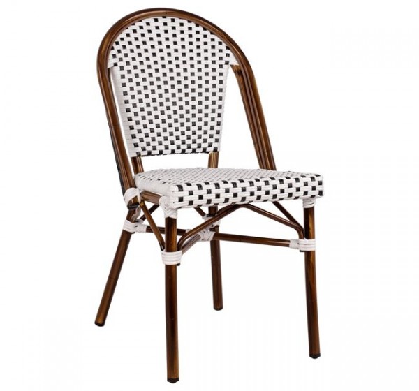 ΚΑΡΕΚΛΑ BISTRO ΑΛΟΥΜΙΝΙΟΥ BAMBOO LOOK ΜΕ ΛΕΥΚΟ-ΜΑΥΡΟ RATTAN HM5566.01 45x54x90Υεκ.