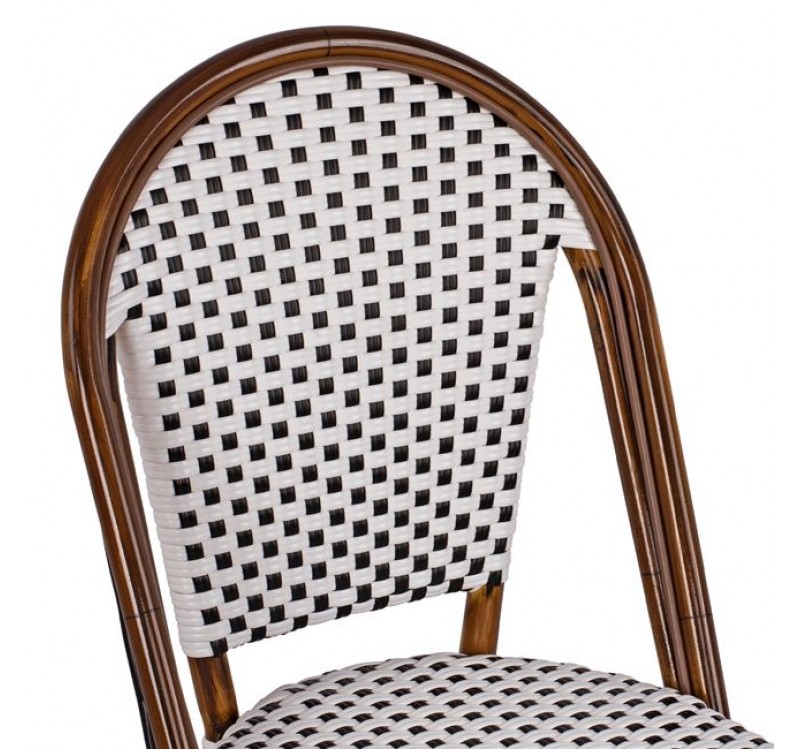 ΚΑΡΕΚΛΑ BISTRO ΑΛΟΥΜΙΝΙΟΥ BAMBOO LOOK ΜΕ ΛΕΥΚΟ-ΜΑΥΡΟ RATTAN HM5566.01 45x54x90Υεκ.