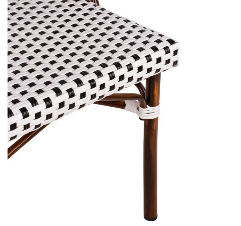 ΚΑΡΕΚΛΑ BISTRO ΑΛΟΥΜΙΝΙΟΥ BAMBOO LOOK ΜΕ ΛΕΥΚΟ-ΜΑΥΡΟ RATTAN HM5566.01 45x54x90Υεκ.