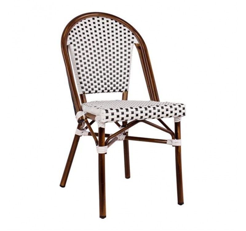 ΚΑΡΕΚΛΑ BISTRO ΑΛΟΥΜΙΝΙΟΥ BAMBOO LOOK ΜΕ ΛΕΥΚΟ-ΜΑΥΡΟ RATTAN HM5566.01 45x54x90Υεκ.