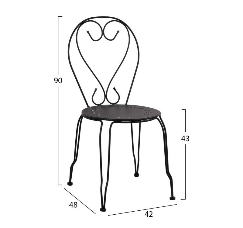 ΚΑΡΕΚΛΑ ΜΕΤΑΛΛΙΚΗ AMORE ΜΑΥΡΗ 42x48x90 εκ. HM5007.11