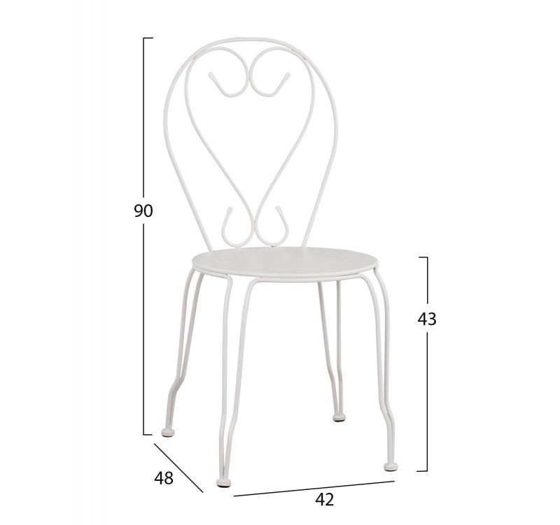ΚΑΡΕΚΛΑ ΜΕΤΑΛΛΙΚΗ AMORE ΛΕΥΚΗ 42x48x90 εκ. HM5007.12