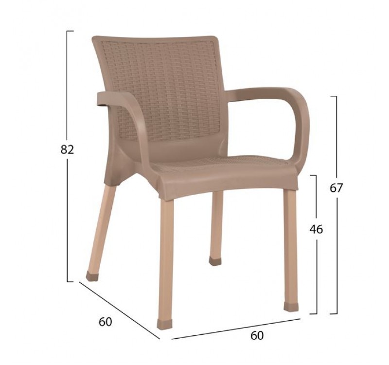 ΠΟΛΥΘΡΟΝΑ ΠΟΛΥΠΡΟΠΥΛΕΝΙΟΥ RATTAN ΠΟΔΙ ALU HM5591.02 ΚΑΠΟΥΤΣΙΝΟ 60x60x82 cm