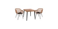 ΣΕΤ 3ΤΜΧ ALLEGRA WICKER ΜΕ ΤΡΑΠΕΖΙ 80X80Χ78Υ ΜΠΕΖ & ΜΑΥΡΟ ΧΡΩΜΑ HM10483