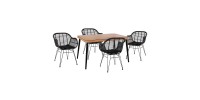 ΣΕΤ 5ΤΜΧ ALLEGRA WICKER ΜΕ ΤΡΑΠΕΖΙ 140X80Χ78Υ ΜΠΕΖ & ΜΑΥΡΟ ΧΡΩΜΑ HM10508