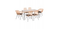 ΣΕΤ ΤΡΑΠΕΖΑΡΙΑΣ 7ΤΜΧ ALLEGRA HM10495 WICKER ΜΠΕΖ-ΜΕΤΑΛΛΟ ΜΑΥΡΟ