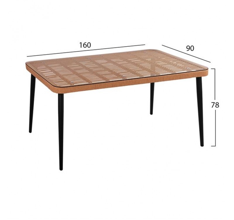 ΣΕΤ 7ΤΜΧ ALLEGRA WICKER ΜΕ ΤΡΑΠΕΖΙ 160X90X78Υ ΜΠΕΖ & ΜΑΥΡΟ ΧΡΩΜΑ HM10513