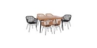 ΣΕΤ 7ΤΜΧ ALLEGRA WICKER ΜΕ ΤΡΑΠΕΖΙ 160X90X78Υ ΜΠΕΖ & ΜΑΥΡΟ ΧΡΩΜΑ HM10513