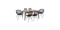 ΣΕΤ 7ΤΜΧ ALLEGRA WICKER ΜΕ ΤΡΑΠΕΖΙ 160X90X78Υ ΜΠΕΖ & ΜΑΥΡΟ ΧΡΩΜΑ HM10516