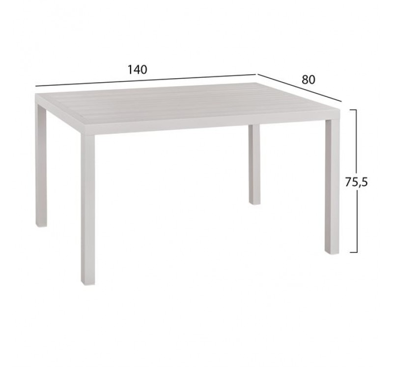 ΣΕΤ 5ΤΜΧ ΜΕ ΤΡΑΠΕΖΙ 140Χ80Χ75,5Υ & ΚΑΡΕΚΛΕΣ ΑΛΟΥΜΙΝΙΟΥ ΣΕ ΛΕΥΚΟ ΧΡΩΜΑ HM10527