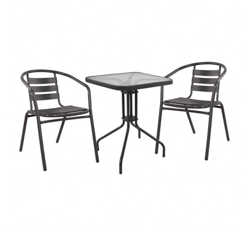 ΣΕΤ 3ΤΜΧ ΜΕ ΤΡΑΠΕΖΙ FIGO 60Χ60Χ72Υ & ΠΟΛΥΘΡΟΝΕΣ LAURA ΓΚΡΙ ΧΡΩΜΑ HM10468.01