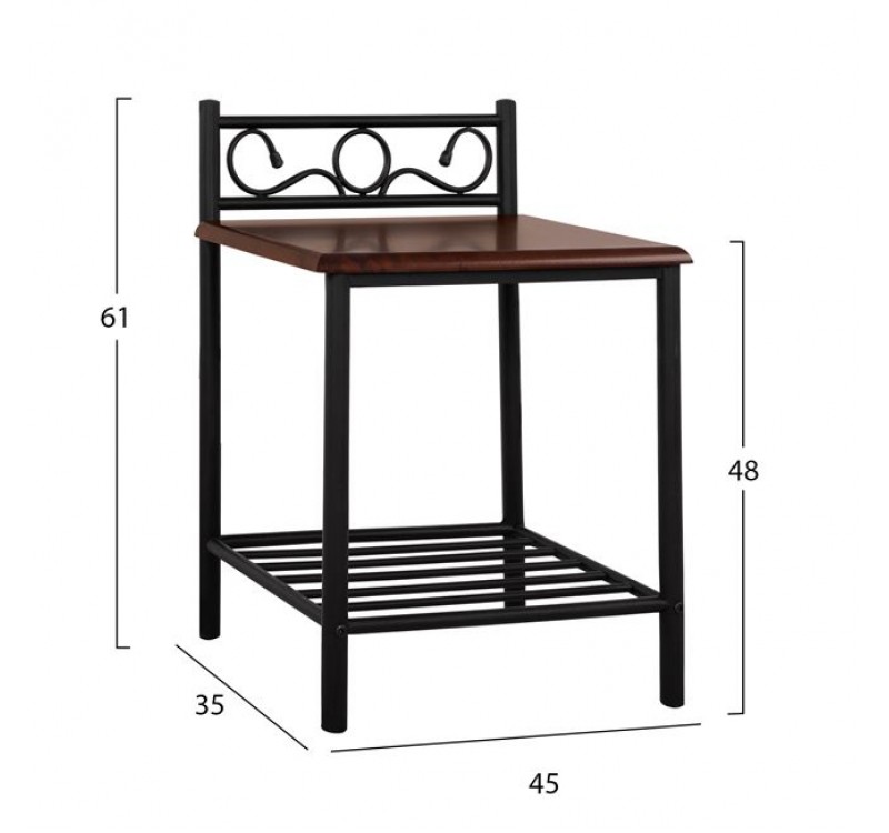 ΚΟΜΟΔΙΝΟ SUZIE HM388 ΑΠΟ ΜΕΤΑΛΛΟ ΚΑΙ ΞΥΛΟ 45x35x48-61Y εκ.
