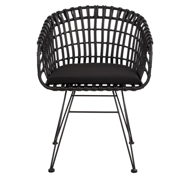 ΠΟΛΥΘΡΟΝΑ ΤΥΠΟΥ ΦΩΛΙΑ ΜΕΤΑΛΛΙΚΗ ALLEGRA HM5456.02 ΜΕ WICKER ΜΑΥΡΟ 59Χ56,5Χ83Υ εκ.