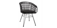 ΠΟΛΥΘΡΟΝΑ ΤΥΠΟΥ ΦΩΛΙΑ ΜΕΤΑΛΛΙΚΗ ALLEGRA HM5456.02 ΜΕ WICKER ΜΑΥΡΟ 59Χ56,5Χ83Υ εκ.