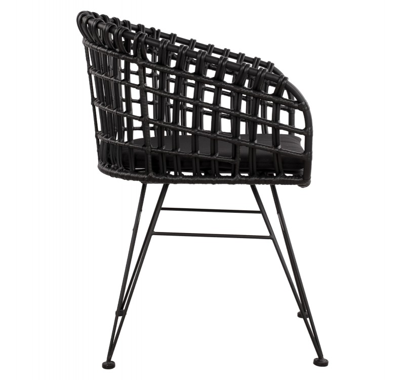 ΠΟΛΥΘΡΟΝΑ ΤΥΠΟΥ ΦΩΛΙΑ ΜΕΤΑΛΛΙΚΗ ALLEGRA HM5456.02 ΜΕ WICKER ΜΑΥΡΟ 59Χ56,5Χ83Υ εκ.