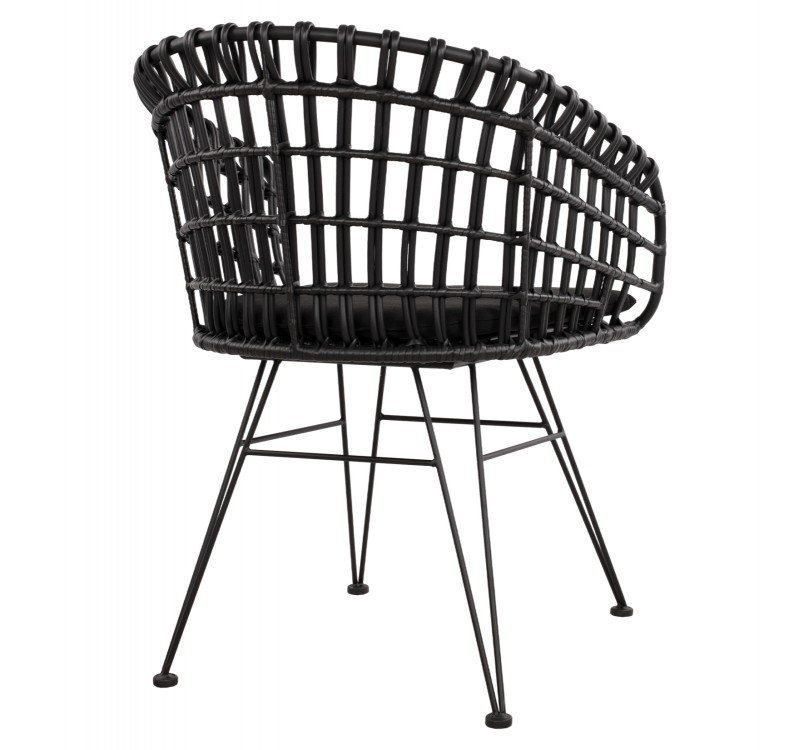 ΠΟΛΥΘΡΟΝΑ ΤΥΠΟΥ ΦΩΛΙΑ ΜΕΤΑΛΛΙΚΗ ALLEGRA HM5456.02 ΜΕ WICKER ΜΑΥΡΟ 59Χ56,5Χ83Υ εκ.