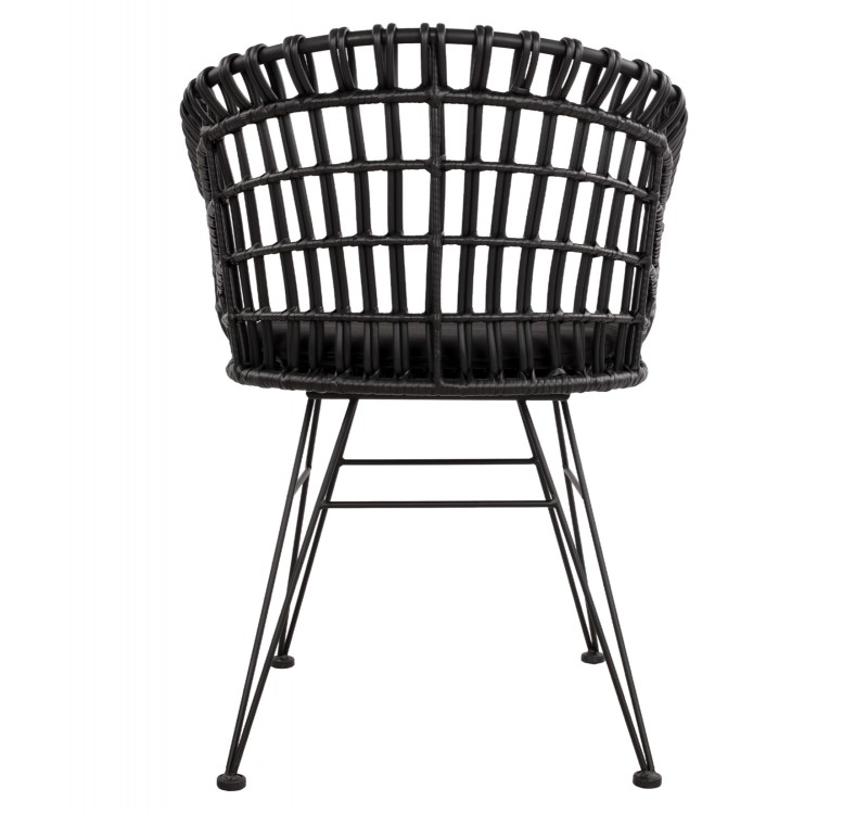 ΠΟΛΥΘΡΟΝΑ ΤΥΠΟΥ ΦΩΛΙΑ ΜΕΤΑΛΛΙΚΗ ALLEGRA HM5456.02 ΜΕ WICKER ΜΑΥΡΟ 59Χ56,5Χ83Υ εκ.