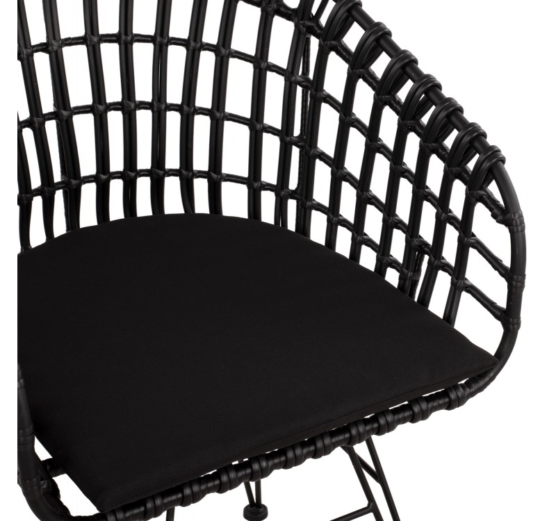 ΠΟΛΥΘΡΟΝΑ ΤΥΠΟΥ ΦΩΛΙΑ ΜΕΤΑΛΛΙΚΗ ALLEGRA HM5456.02 ΜΕ WICKER ΜΑΥΡΟ 59Χ56,5Χ83Υ εκ.