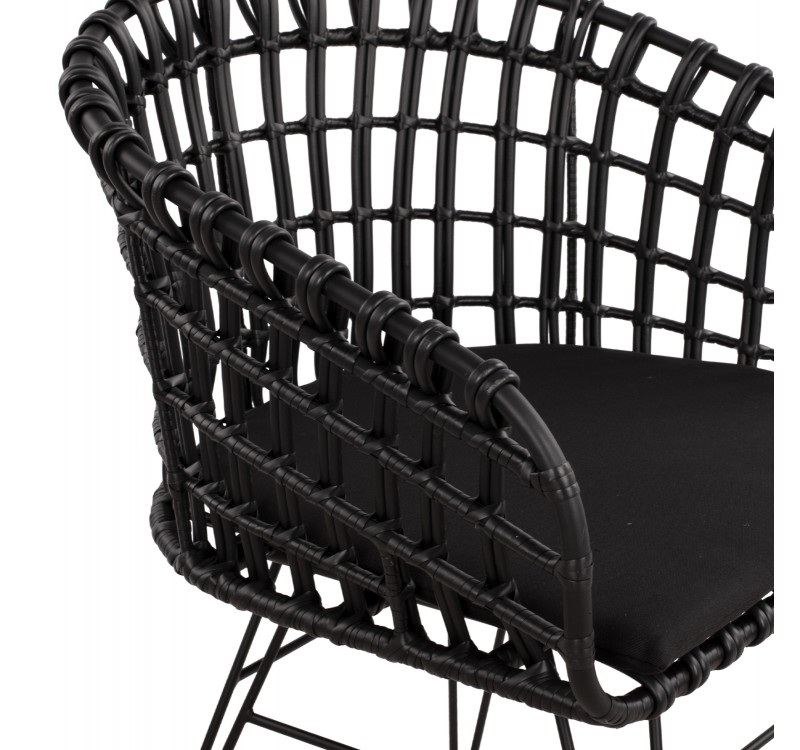 ΠΟΛΥΘΡΟΝΑ ΤΥΠΟΥ ΦΩΛΙΑ ΜΕΤΑΛΛΙΚΗ ALLEGRA HM5456.02 ΜΕ WICKER ΜΑΥΡΟ 59Χ56,5Χ83Υ εκ.