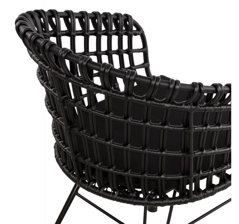 ΠΟΛΥΘΡΟΝΑ ΤΥΠΟΥ ΦΩΛΙΑ ΜΕΤΑΛΛΙΚΗ ALLEGRA HM5456.02 ΜΕ WICKER ΜΑΥΡΟ 59Χ56,5Χ83Υ εκ.