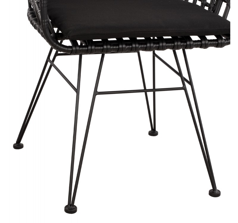 ΠΟΛΥΘΡΟΝΑ ΤΥΠΟΥ ΦΩΛΙΑ ΜΕΤΑΛΛΙΚΗ ALLEGRA HM5456.02 ΜΕ WICKER ΜΑΥΡΟ 59Χ56,5Χ83Υ εκ.