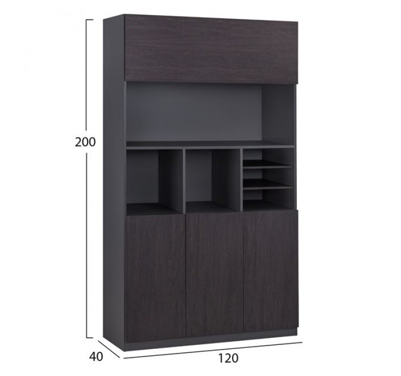 ΒΙΒΛΙΟΘΗΚΗ ΓΡΑΦΕΙΟΥ ΕΠΑΓΓΕΛΜΑΤΙΚΗ ROSEWOOD HM2088 120Χ40Χ200Υ εκ.