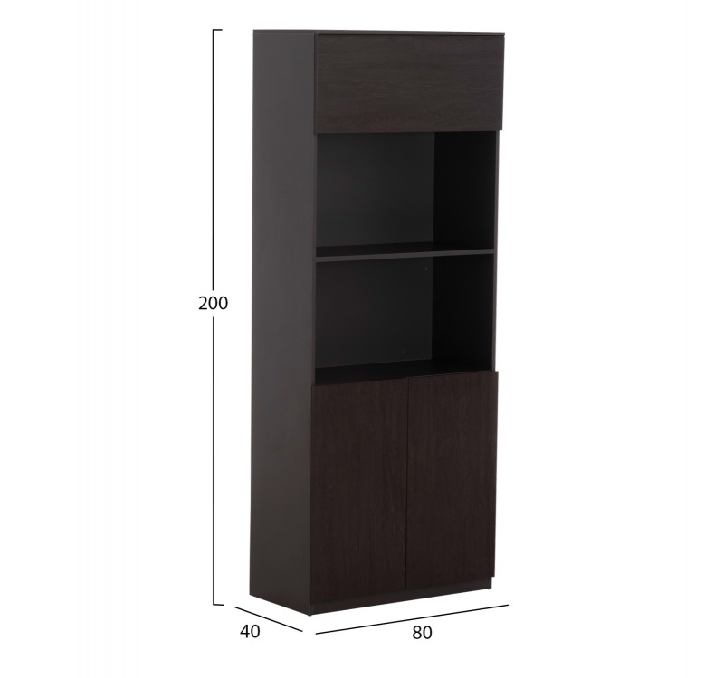 ΒΙΒΛΙΟΘΗΚΗ ΓΡΑΦΕΙΟΥ ΕΠΑΓΓΕΛΜΑΤΙΚΗ ROSEWOOD HM2089 ΜΕΛΑΜΙΝΗ ΓΚΡΙ-WENGE 80Χ40Χ200Υεκ.