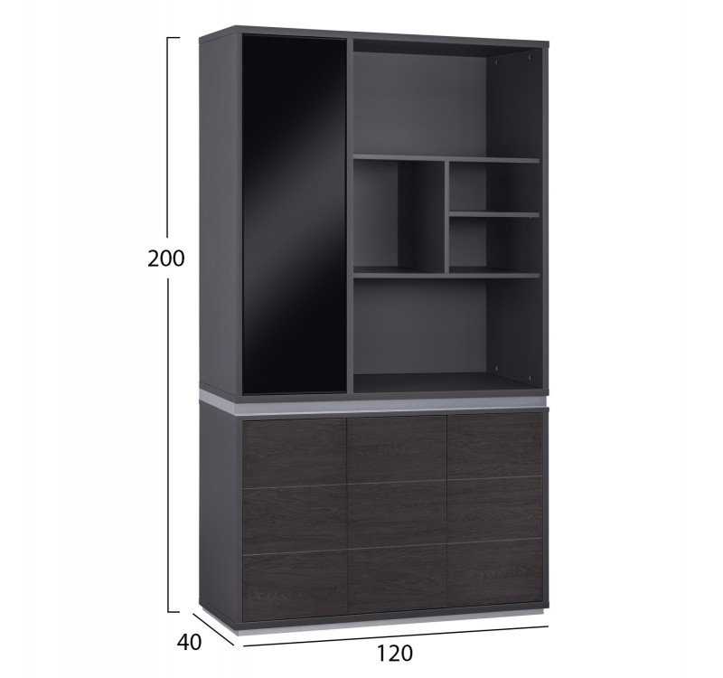 ΒΙΒΛΙΟΘΗΚΗ ΓΡΑΦΕΙΟΥ ΕΠΑΓΓΕΛΜΑΤΙΚΗ ROSEWOOD HM2091L 120Χ40Χ200Υ εκ.