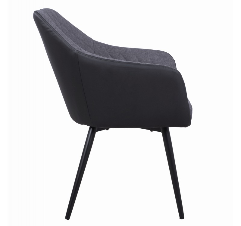 ΠΟΛΥΘΡΟΝΑΚΙ CHARLES HM8522.01 ΜΕ ΥΦΑΣΜΑ ΣΚΟΥΡΟ ΓΚΡΙ PU ΜΑΥΡΟ 57x63x83Υ εκ.