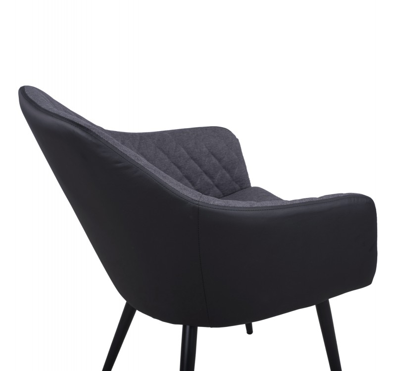 ΠΟΛΥΘΡΟΝΑΚΙ CHARLES HM8522.01 ΜΕ ΥΦΑΣΜΑ ΣΚΟΥΡΟ ΓΚΡΙ PU ΜΑΥΡΟ 57x63x83Υ εκ.