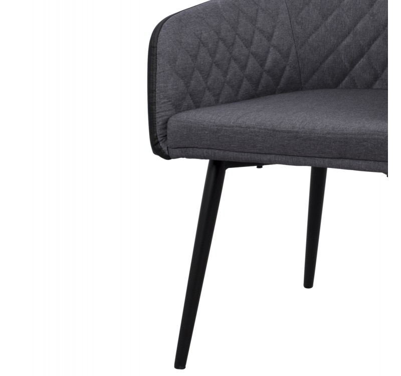 ΠΟΛΥΘΡΟΝΑΚΙ CHARLES HM8522.01 ΜΕ ΥΦΑΣΜΑ ΣΚΟΥΡΟ ΓΚΡΙ PU ΜΑΥΡΟ 57x63x83Υ εκ.