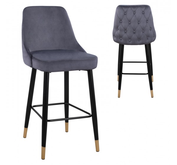 ΣΚΑΜΠΟ ΜΠΑΡ SERENITY HM8519.01 ΑΠΟ ΒΕΛΟΥΔΟ ΓΚΡΙ ΜΕ ΜΕΤΑΛΛΙΚΟ ΣΚΕΛΕΤΟ 51Χ57Χ110Υ εκ.