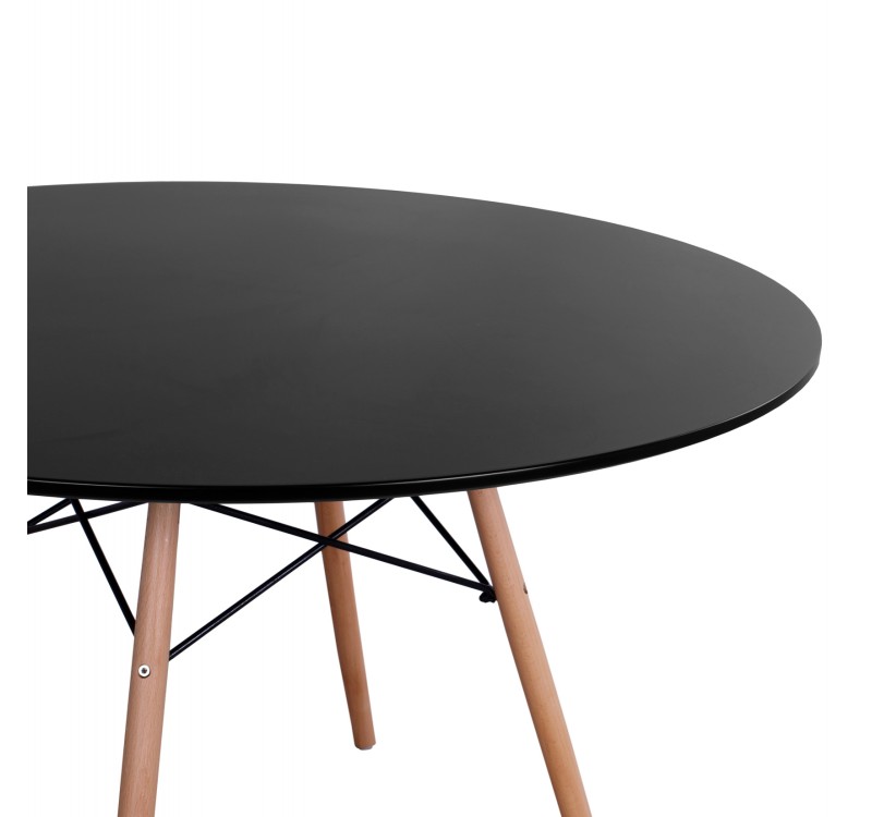 ΤΡΑΠΕΖΙ MINIMAL ΣΤΡΟΓΓΥΛΟ HM8454.02 MDF ΣΕ ΜΑΥΡΟ-ΠΟΔΙΑ ΟΞΙΑΣ ΣΕ ΦΥΣΙΚΟ Φ120Χ74Υεκ.