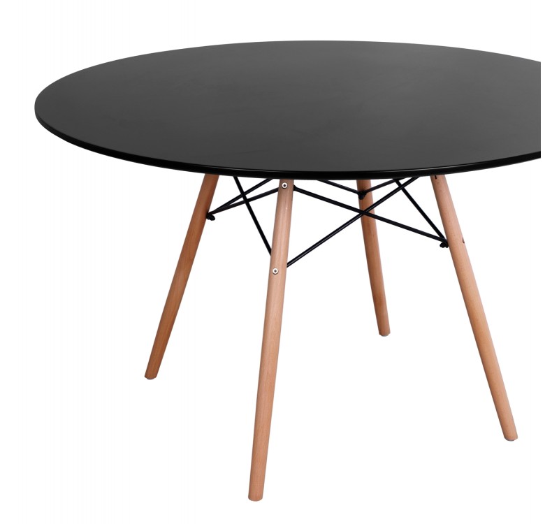 ΤΡΑΠΕΖΙ MINIMAL ΣΤΡΟΓΓΥΛΟ HM8454.02 MDF ΣΕ ΜΑΥΡΟ-ΠΟΔΙΑ ΟΞΙΑΣ ΣΕ ΦΥΣΙΚΟ Φ120Χ74Υεκ.