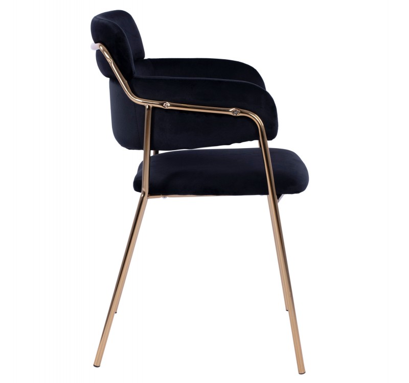 ΠΟΛΥΘΡΟΝΑΚΙ KELSO HM8521.04 ΒΕΛΟΥΔΟ ΜΑΥΡΟ & ΕΠΙΧΡΥΣΟ ΠΟΔΙ 52,5x52x80Υ εκ.