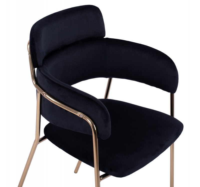 ΠΟΛΥΘΡΟΝΑΚΙ KELSO HM8521.04 ΒΕΛΟΥΔΟ ΜΑΥΡΟ & ΕΠΙΧΡΥΣΟ ΠΟΔΙ 52,5x52x80Υ εκ.