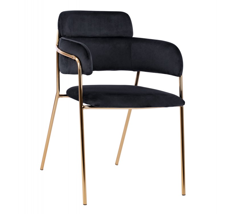 ΠΟΛΥΘΡΟΝΑΚΙ KELSO HM8521.04 ΒΕΛΟΥΔΟ ΜΑΥΡΟ & ΕΠΙΧΡΥΣΟ ΠΟΔΙ 52,5x52x80Υ εκ.