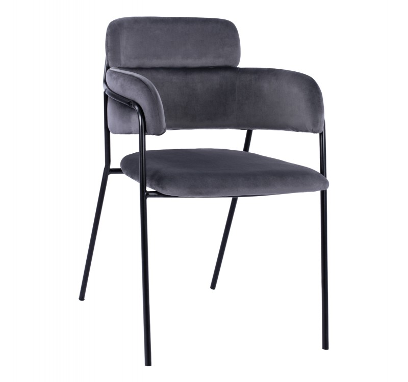 ΠΟΛΥΘΡΟΝΑΚΙ KELSO HM8521.01 ΒΕΛΟΥΔΟ ΣΚΟΥΡΟ ΓΚΡΙ & ΜΑΥΡΟ ΜΕΤΑΛΛΙΚΟ ΣΚΕΛΕΤΟ 52,5x52x80 cm